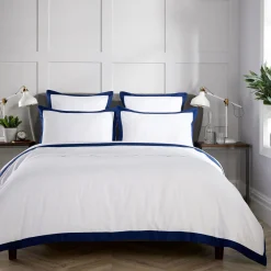 400 Thread Count Banded Duvet Set Navy
