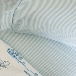 Fashion FOXFORD 300 Thread Count Blue Ticking Fitted Sheet