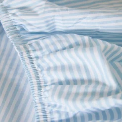 Fashion FOXFORD 300 Thread Count Blue Ticking Fitted Sheet