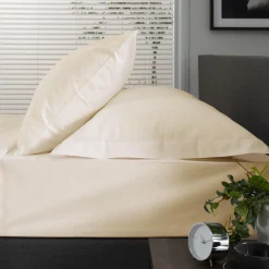 Discount THE LYNDON COMPANY 200 Thread Count Cotton Percale Fitted Sheet Ecru