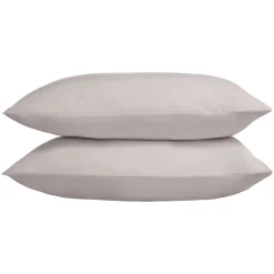 Clearance THE LINEN CONSULTANCY 250 Thread Count Cotton Percale Housewife Pillowcase Pair Silver