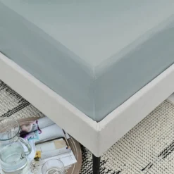 200 Thread Count Cotton Percale Fitted Duck Egg