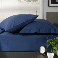 Fashion THE LYNDON COMPANY 200 Thread Count Cotton Percale Housewife Pillowcase Pair Navy