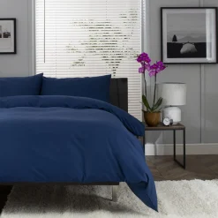 Discount THE LYNDON COMPANY 200 Thread Count Cotton Percale Duvet Set Navy