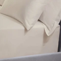 Best THE LINEN CONSULTANCY 500 Thread Count Cotton Sateen Fitted Sheet Cream