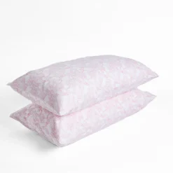 Hot FOXFORD 300 Thread Count Pink Magnolia King Pillowcase Set