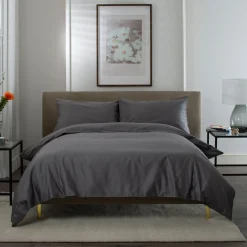 Discount THE LYNDON COMPANY 400 Thread Count Sateen Duvet Set Dark Grey