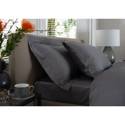 Discount THE LYNDON COMPANY 400 Thread Count Sateen Duvet Set Dark Grey