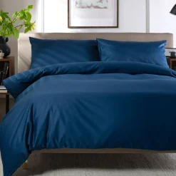 Online THE LYNDON COMPANY 400 Thread Count Sateen Duvet Set Navy