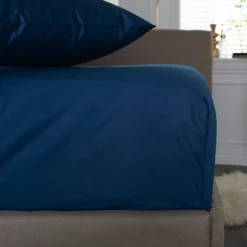 Discount THE LYNDON COMPANY 400 Thread Count Sateen Fitted Sheet Navy