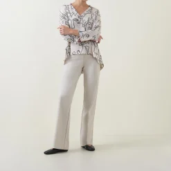 Fashion JOSEPH RIBKOFF Abstract Face Print Blouse