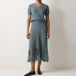 Abstract Lace Knit Skirt