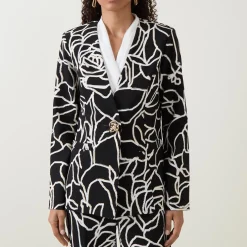 Abstract Patterned Single-Breasted Blazer