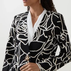 Abstract Patterned Single-Breasted Blazer