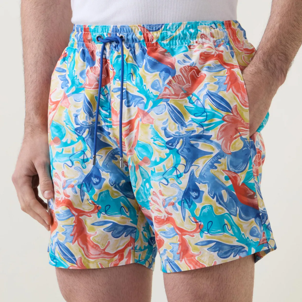 Abstract Print Drawstring Swim Shorts