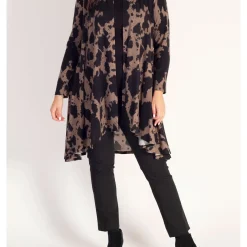 Clearance CHESCA Abstract Print Longline Cardigan