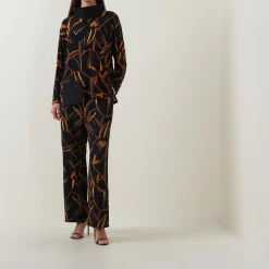 Abstract Print Long-Sleeved Top