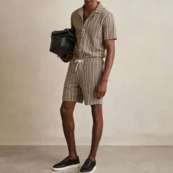 Hot REISS Abstract Stripe Drawstring Shorts