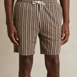 Hot REISS Abstract Stripe Drawstring Shorts