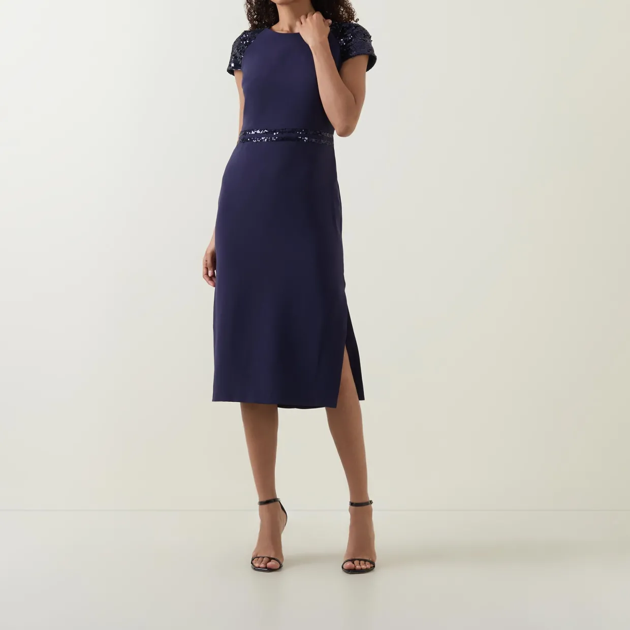 Adeline Sequin-Sleeve Pencil Dress