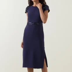 Adeline Sequin-Sleeve Pencil Dress