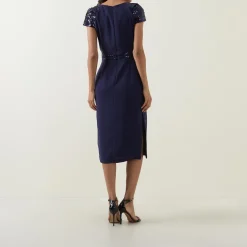 Adeline Sequin-Sleeve Pencil Dress