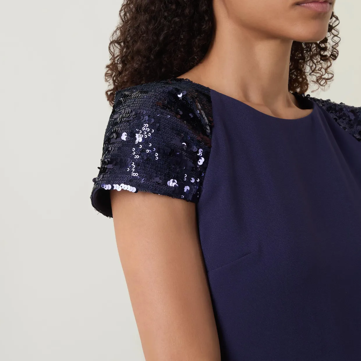 Adeline Sequin-Sleeve Pencil Dress