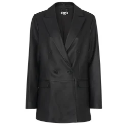 Aliza Double-Breasted Leather Blazer