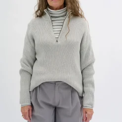 New MY ESSENTIAL WARDROBE Ally Ribbed Half-Zip Sweater
