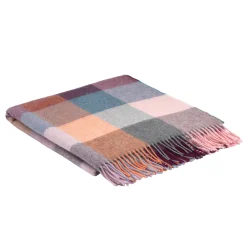 Alpaca and Lambswool Rose Dust Check Throw