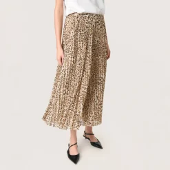 Clearance SOAKED IN LUXURY Anaya Evelina Pleated Leopard Skirt