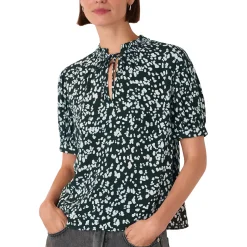 Discount WHISTLES Animal Print Tie-Front Blouse