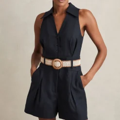 Anjie Belted Linen Playsuit