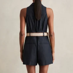 Anjie Belted Linen Playsuit