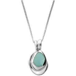 Aqua Chalcedony Pebble Charms Necklace