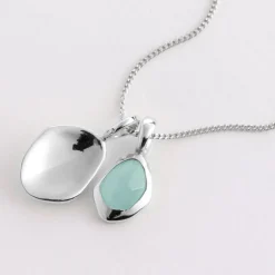 Aqua Chalcedony Pebble Charms Necklace