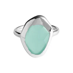 Aqua Chalcedony Stepping Stone Ring