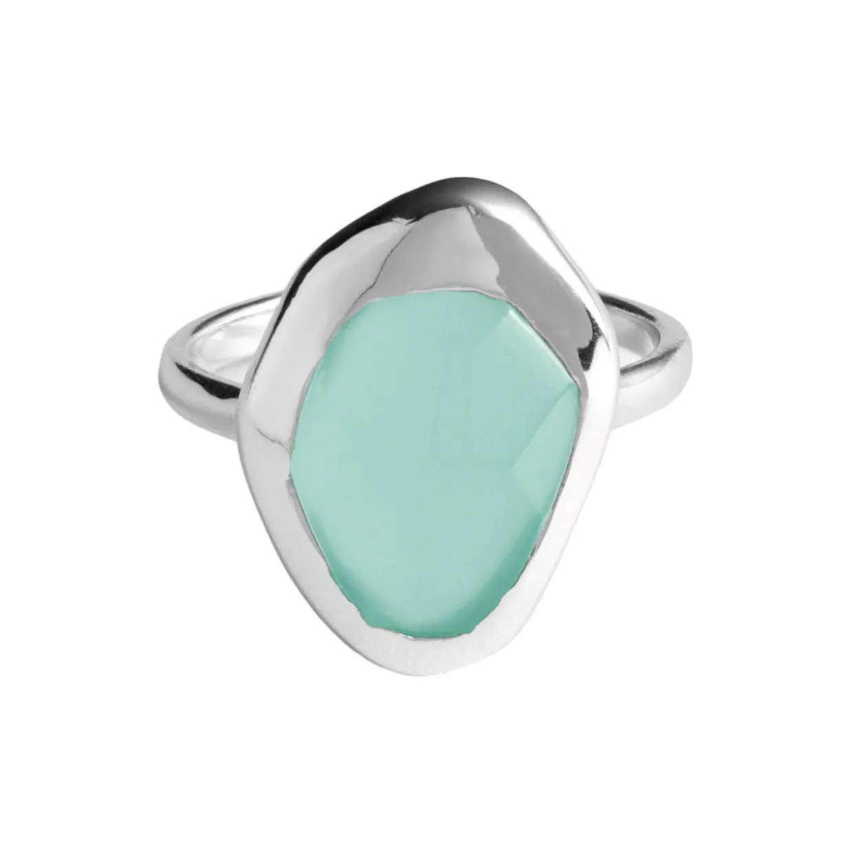 Aqua Chalcedony Stepping Stone Ring