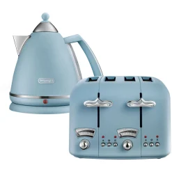 New DE'LONGHI Argento Flora Kettle & Toaster Set Blue