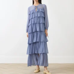 Arielle Tie-Front Ruffled Dress