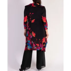 Audrey Placement Floral Pleated Cardigan