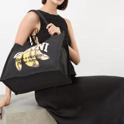 Banana Print Large Shopper Tote Bag