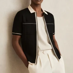 Hot REISS Baxter Tipped Zip-Through Casual Shirt