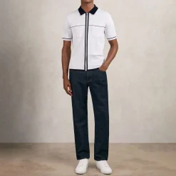 Clearance REISS Baxter Tipped Zip-Through Casual Shirt