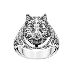 Blackened Silver Rebel Wolf Ring