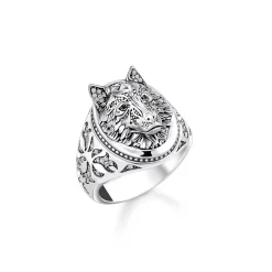 Blackened Silver Rebel Wolf Ring