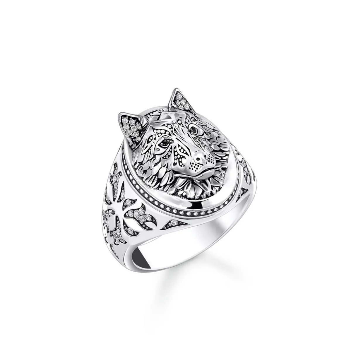 Blackened Silver Rebel Wolf Ring