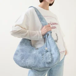 Outlet GANNI Bou Hobo Denim Shoulder Bag