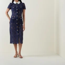 Bouclé Knit Bow Flared Dress