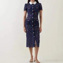 Bouclé Knit Bow Flared Dress